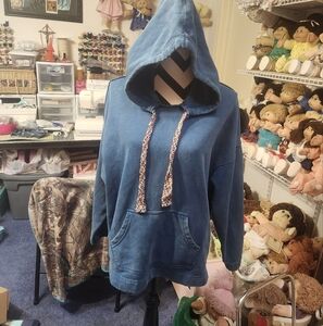 Free People Chill Out Blue Tunic Hoodie Small